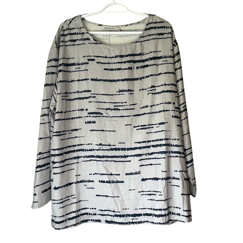 MISSLOOK Blue Patterned Long Sleeve Top Size 2XL